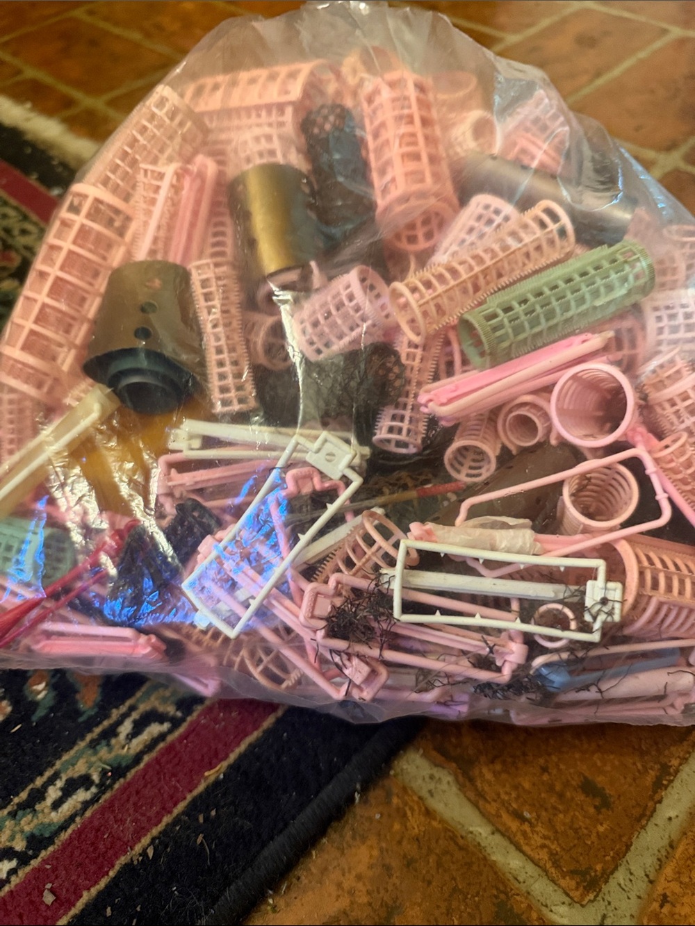 Vintage bag of many hair rollers
